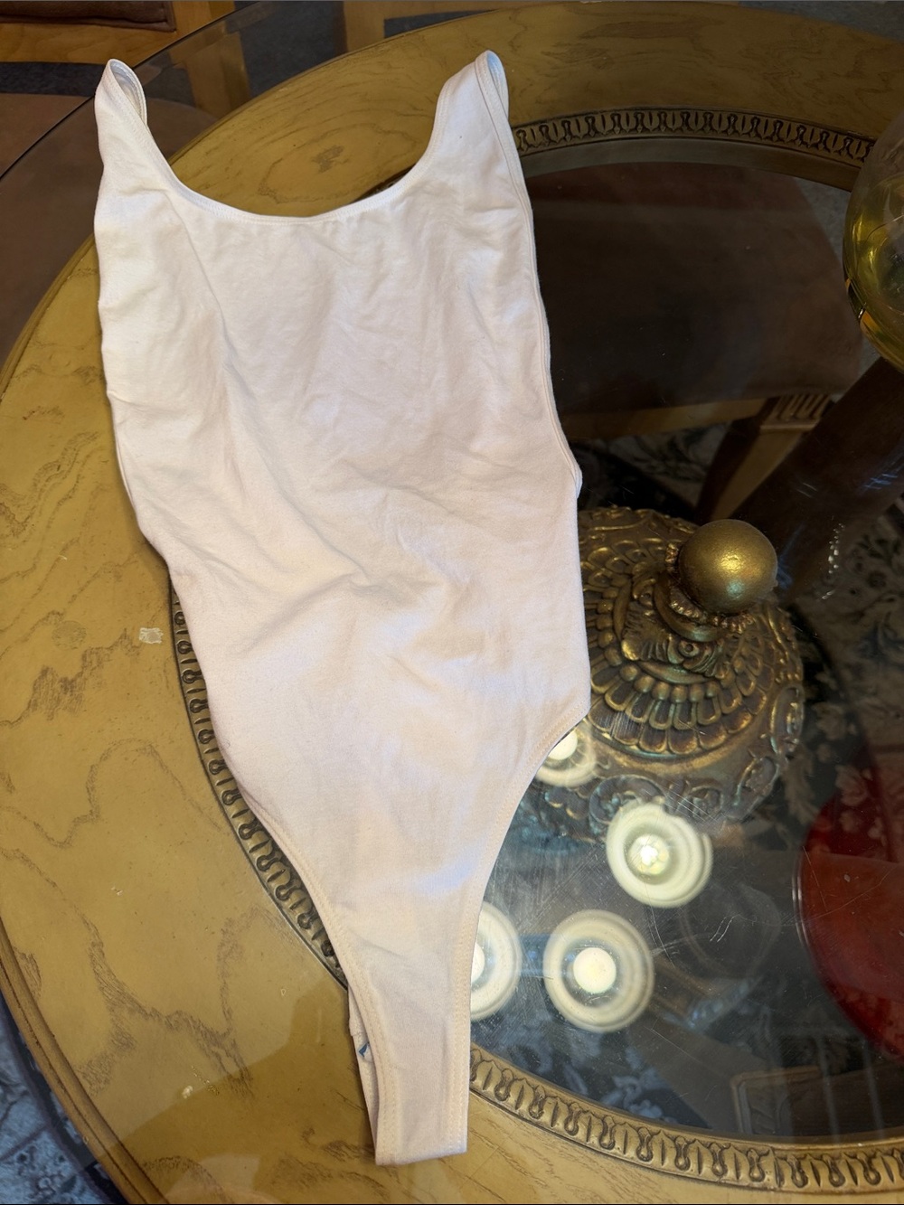 American Apparel White Ribbed Scoop Neck Bodysuit